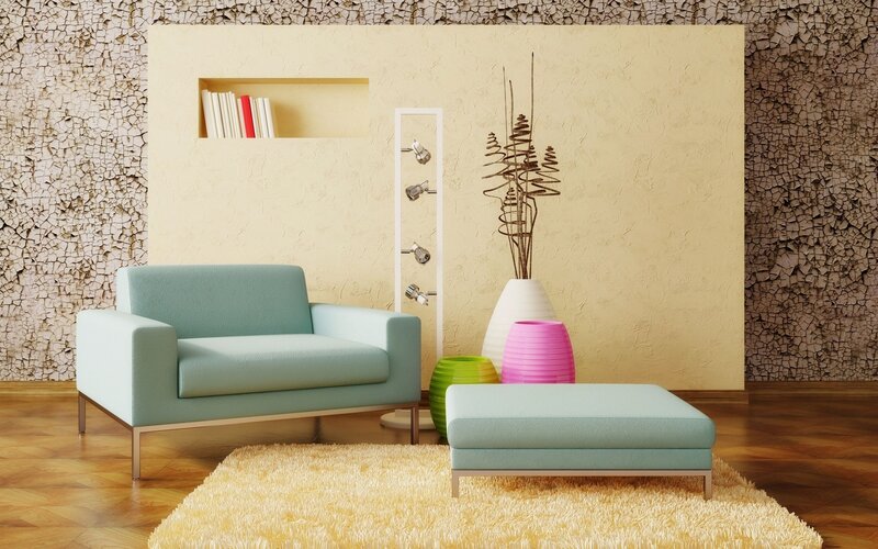 Modern Armchair and Ottoman — Beige, Calm