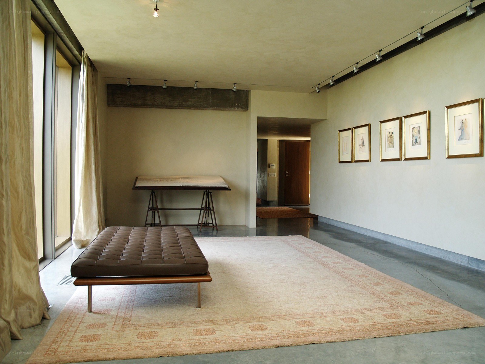 Modern art gallery room
