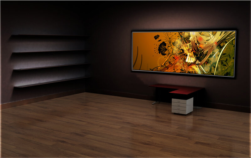 Modern art gallery room