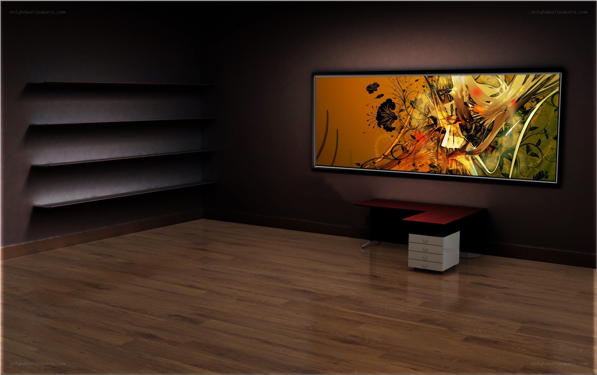 Modern art gallery room