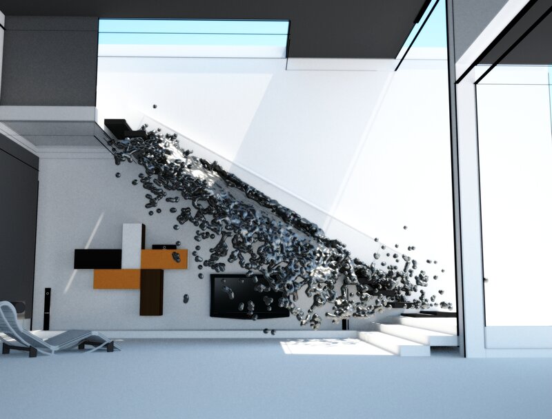 Modern art installation in living room