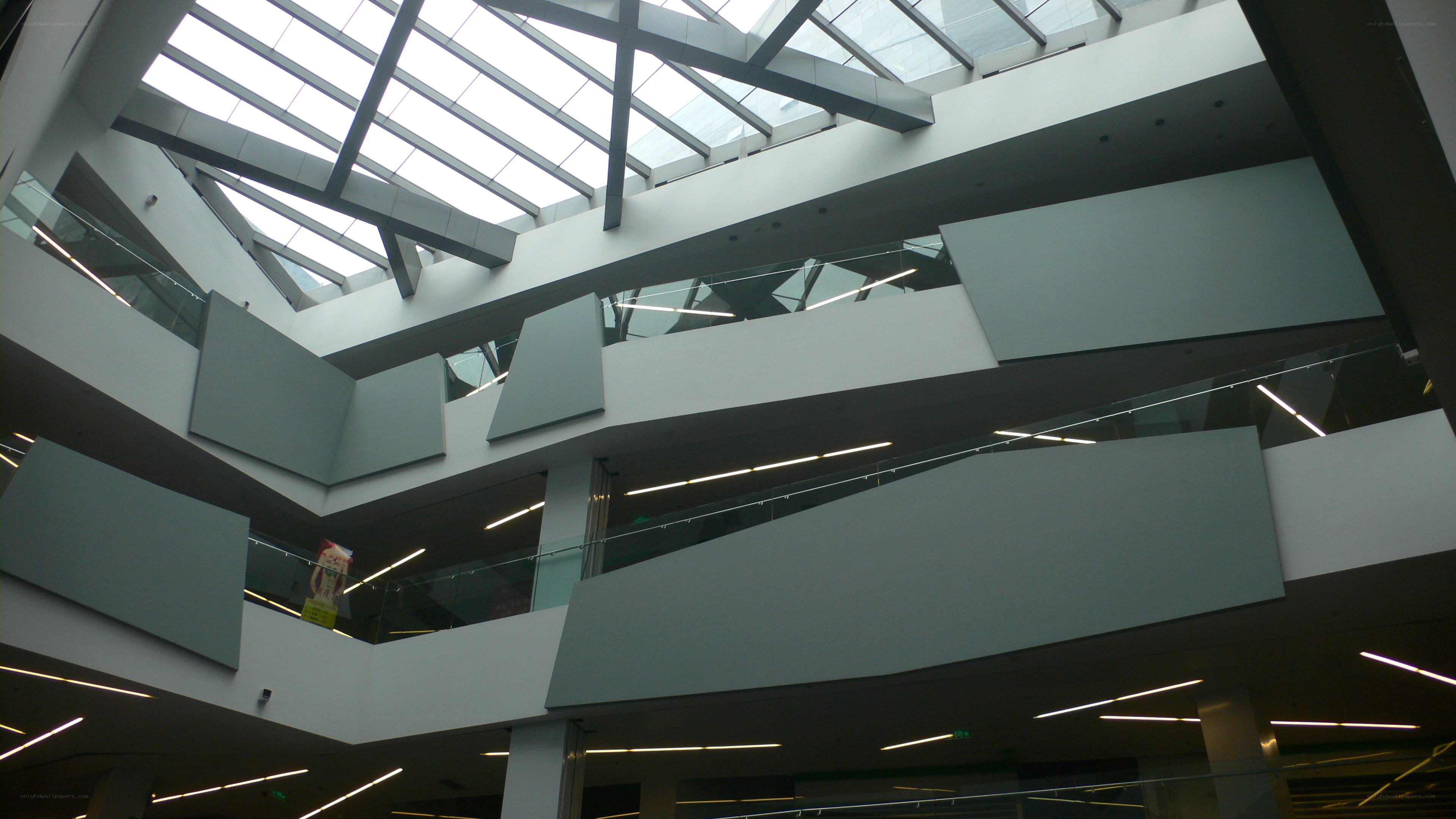 modern atrium with glass roof