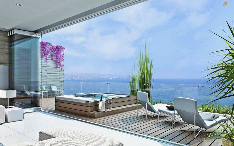 Modern Balcony with Hot Tub