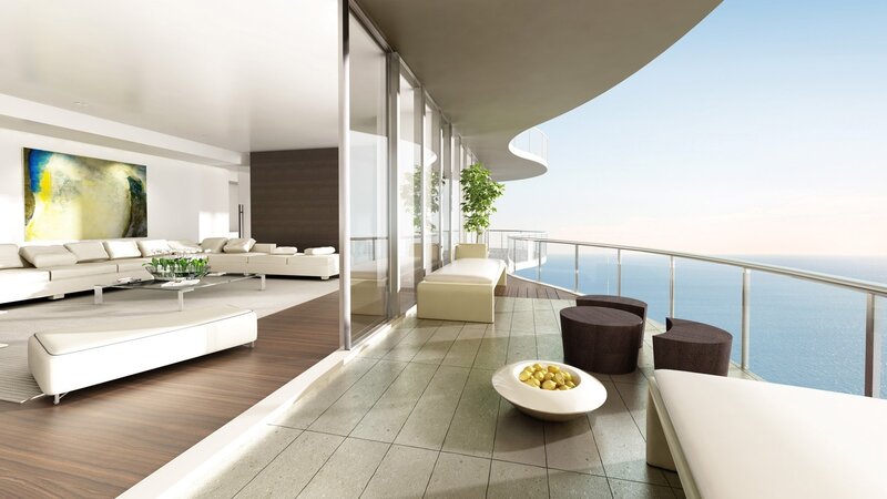 Modern Balcony with Ocean View — White, Serene