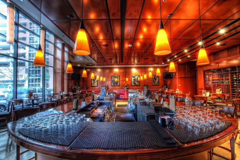 modern bar interior with wine racks