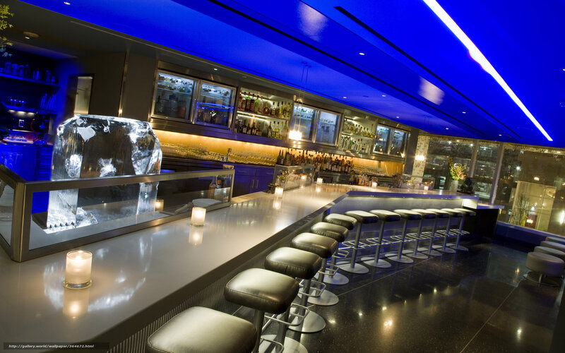 modern bar with blue lighting