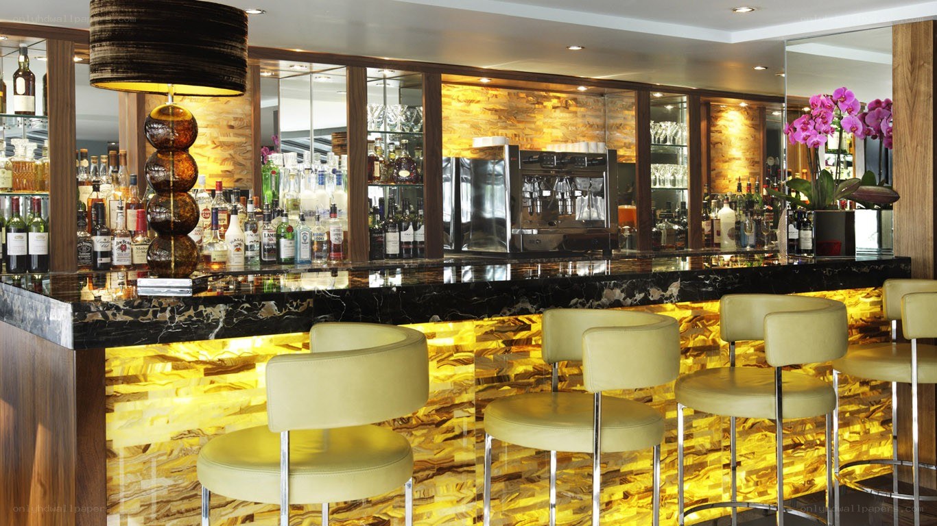 modern bar with marble counter