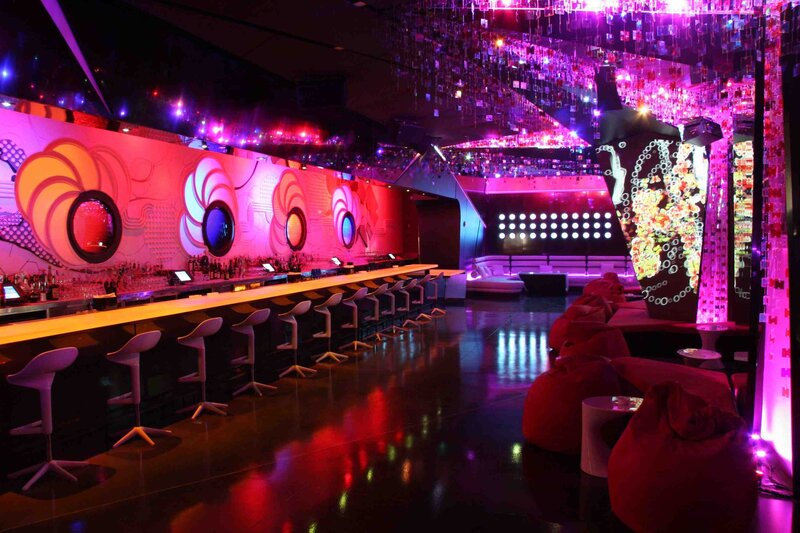 modern bar with vibrant lighting