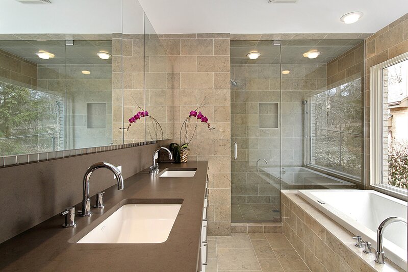 Modern Bathroom Interior — Beige