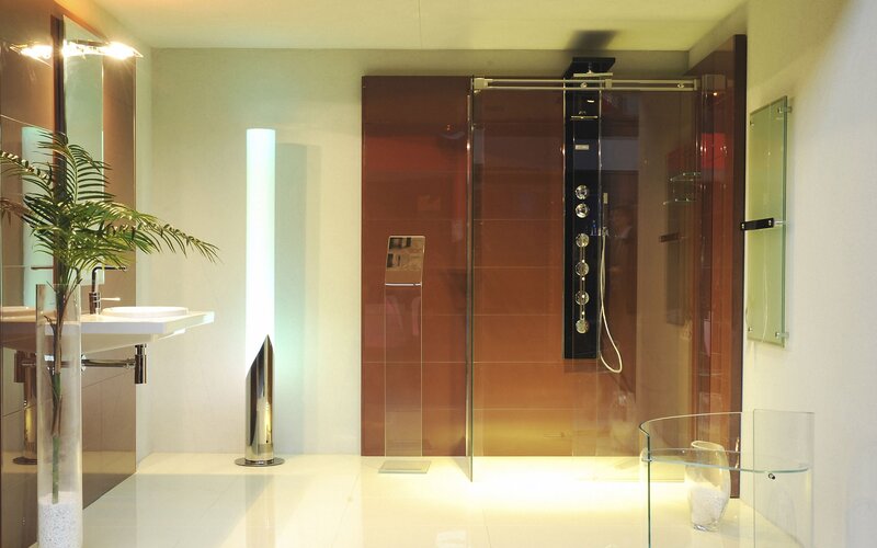 Modern Bathroom Interior — White, Clean, Photograph, Shower Stall