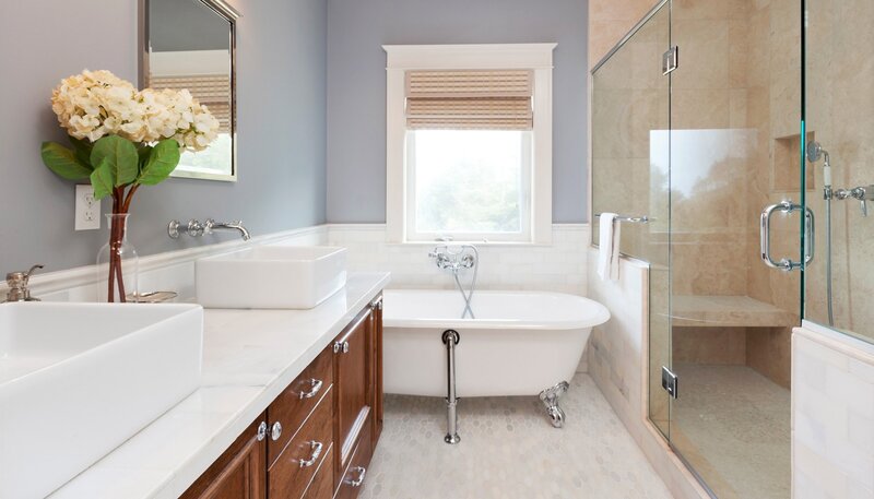 modern bathroom with bathtub and shower