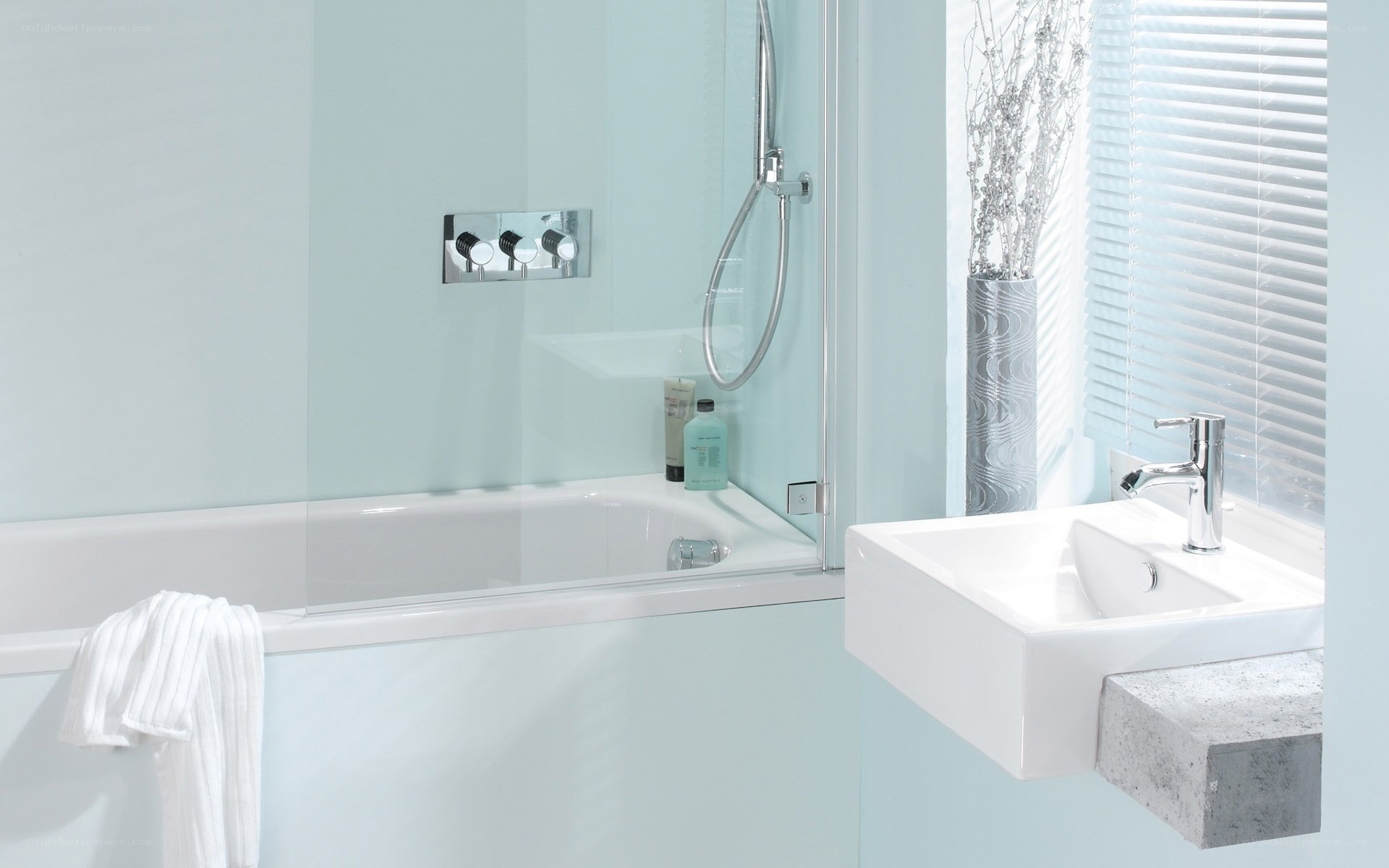 Modern bathroom with bathtub and sink