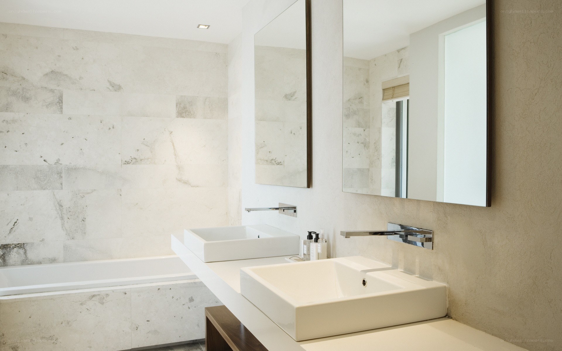 Modern bathroom with double sinks