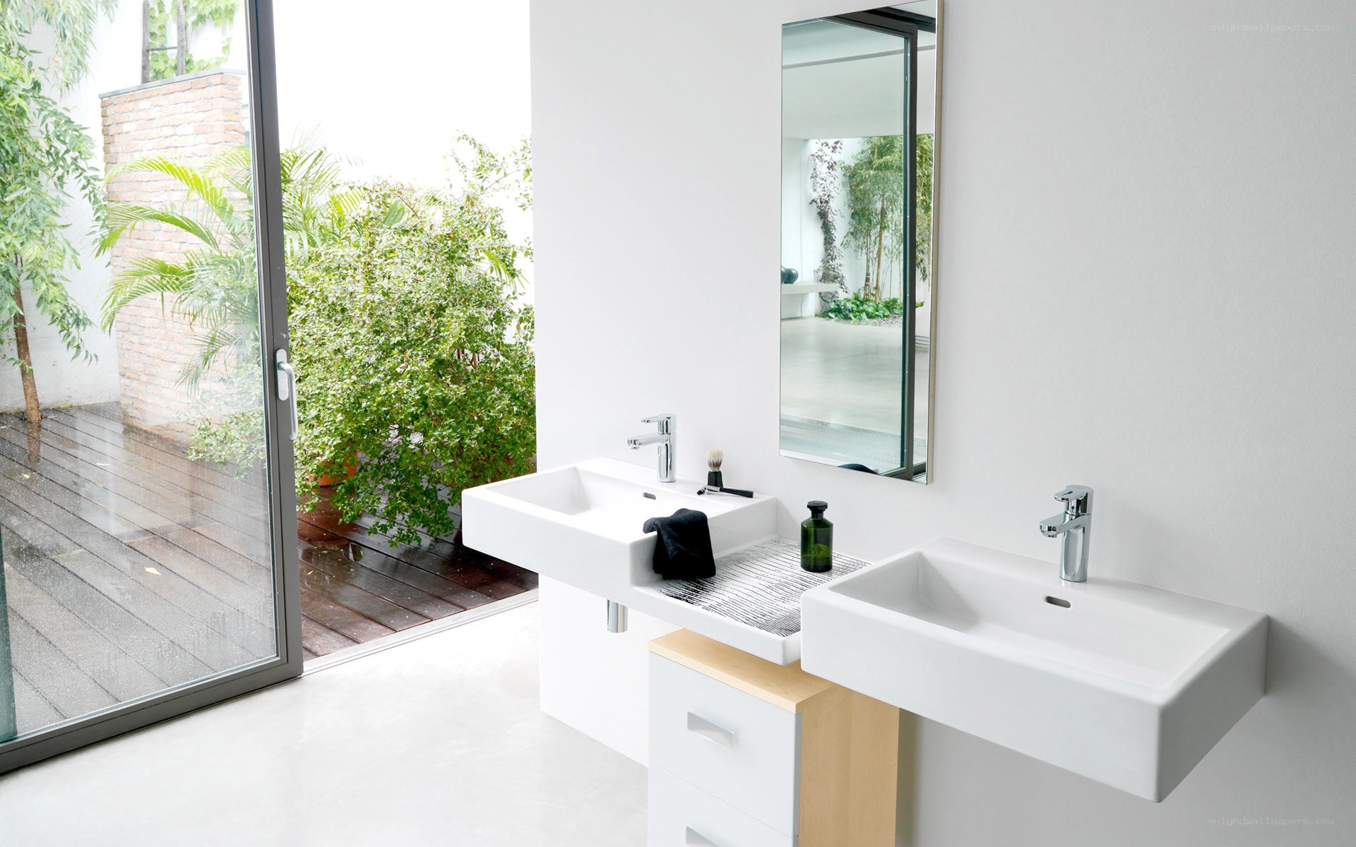 Modern bathroom with dual sinks