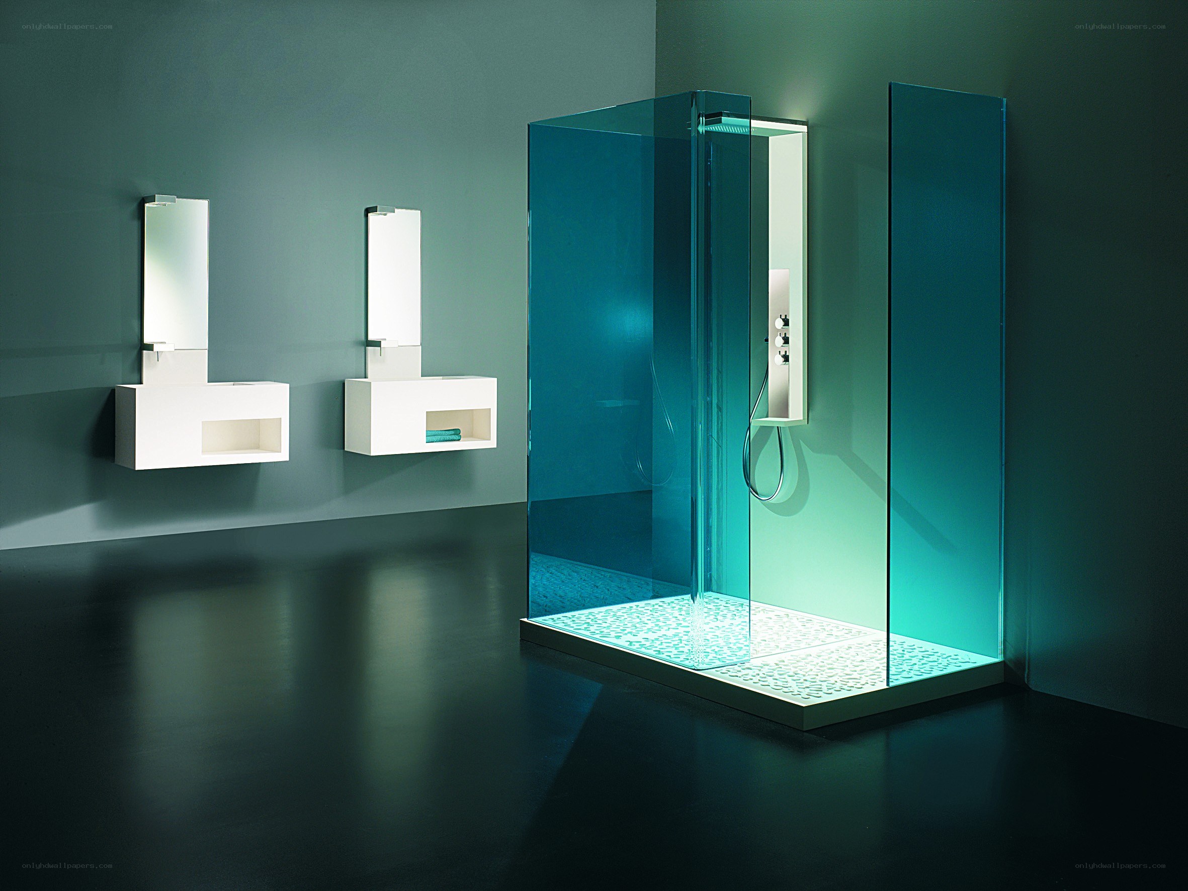Modern bathroom with glass shower