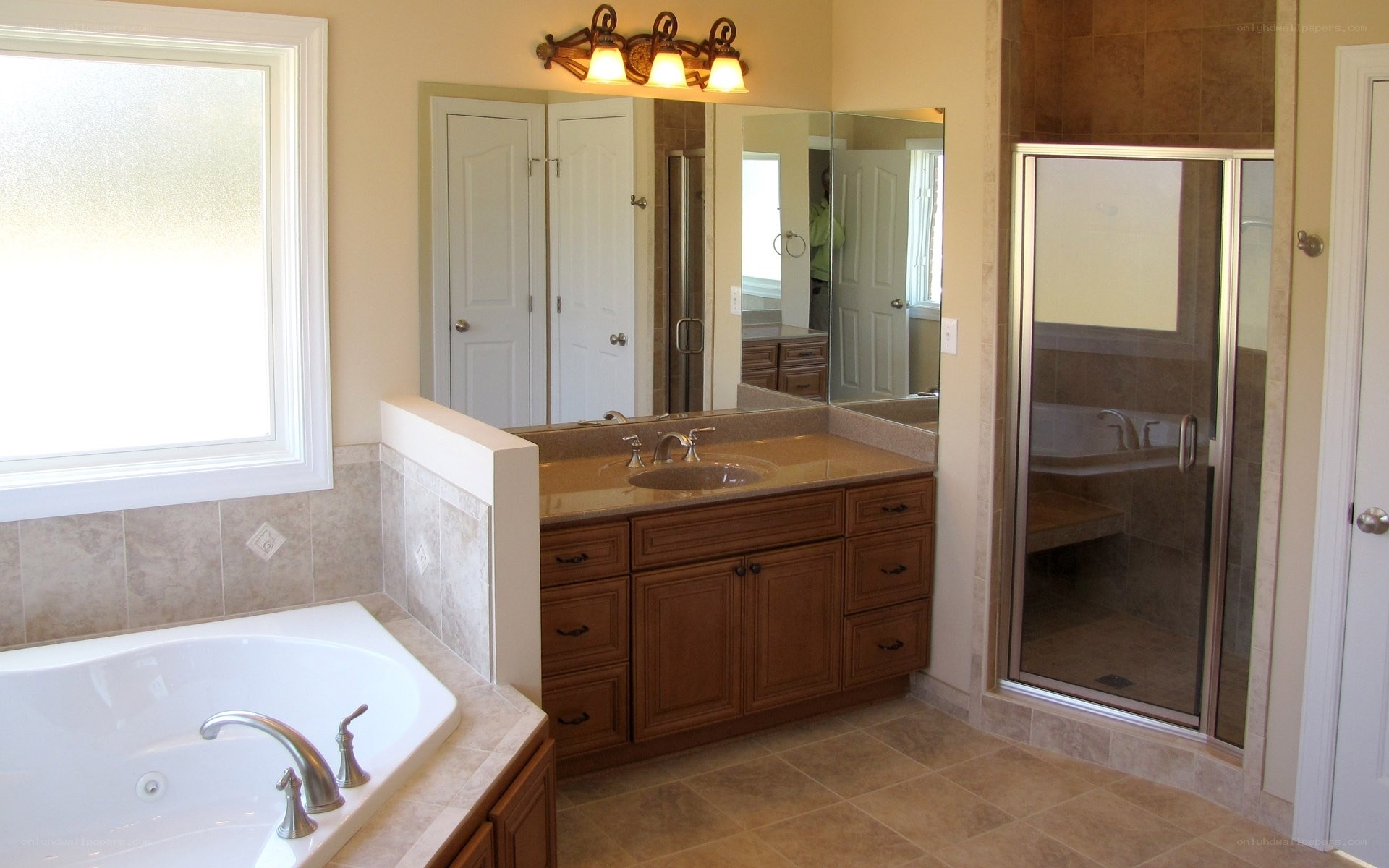 modern bathroom with jacuzzi and shower