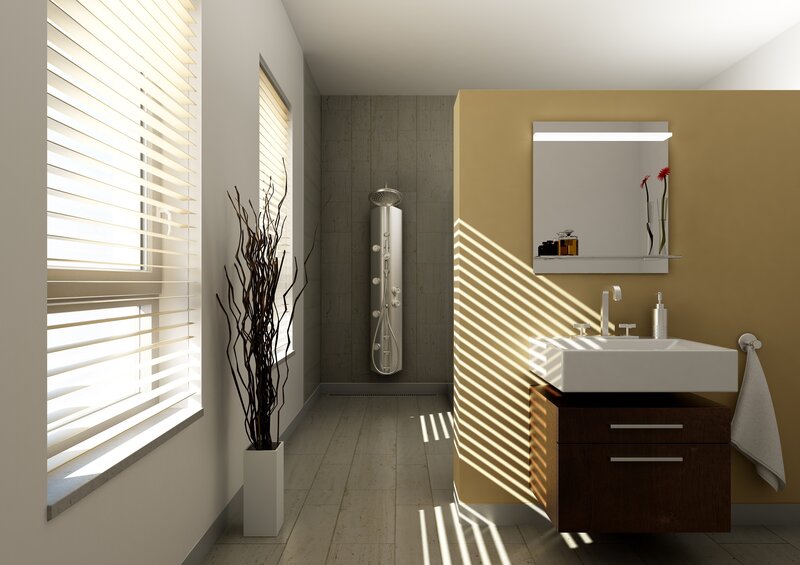 Modern bathroom with natural light