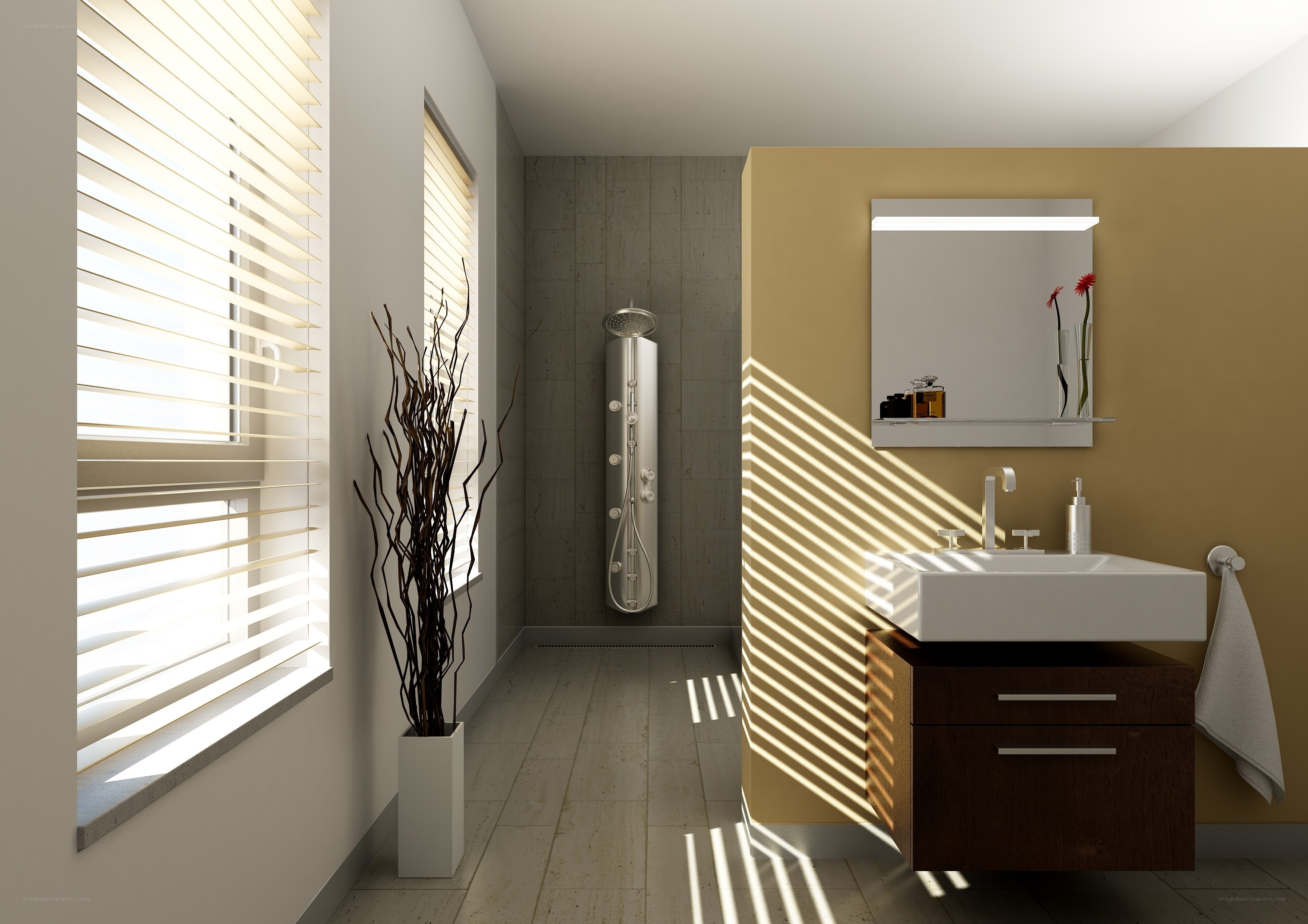 Modern bathroom with natural light