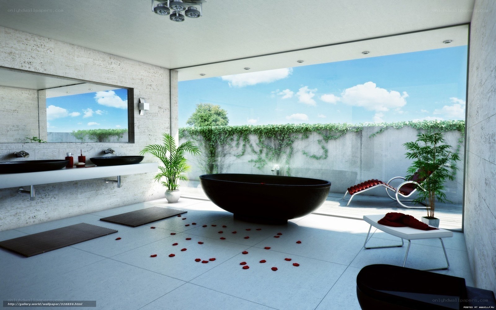 Modern bathroom with outdoor view