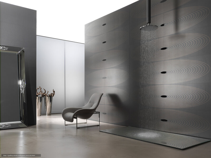 Modern bathroom with shower and chair