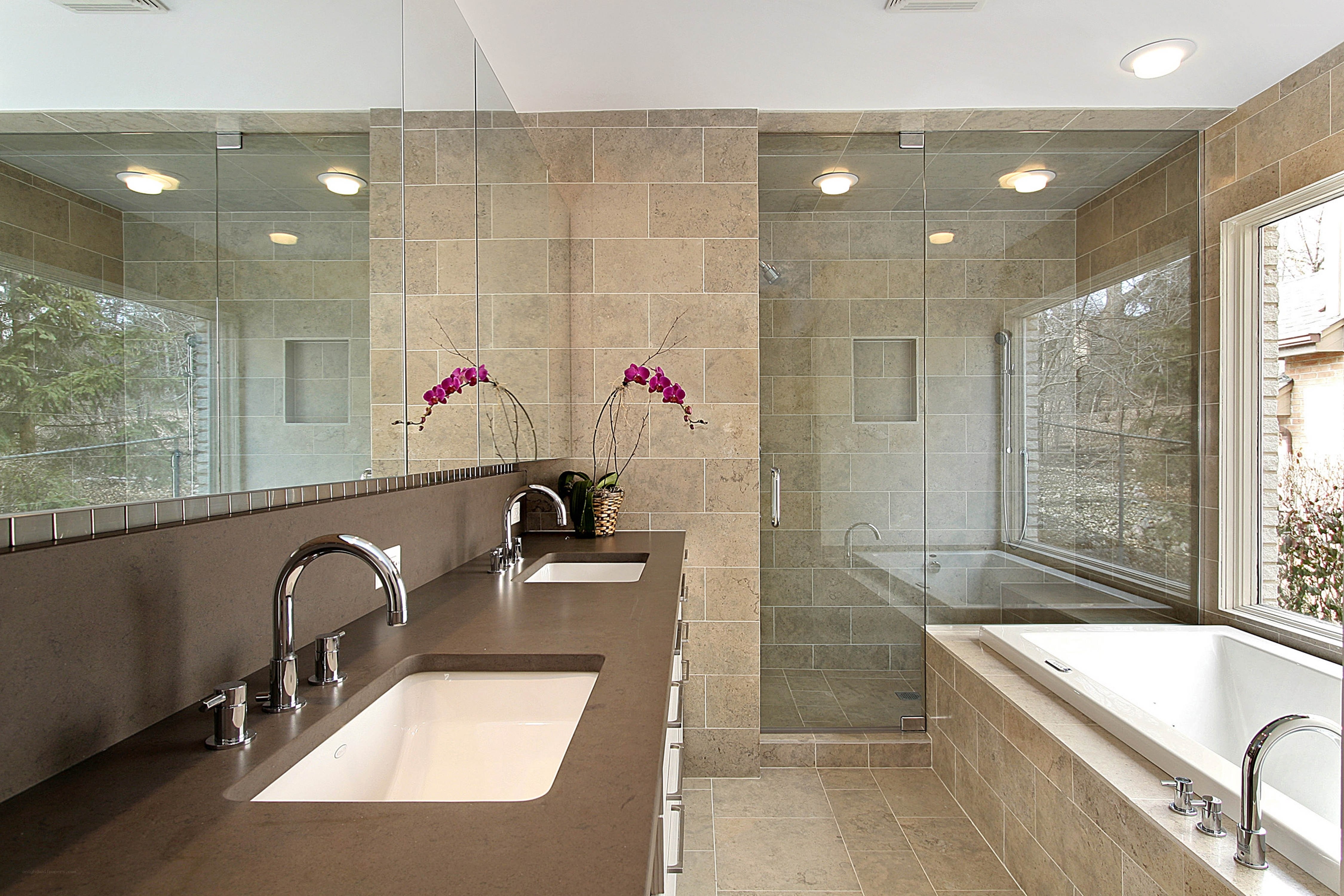 Modern bathroom with shower and tub