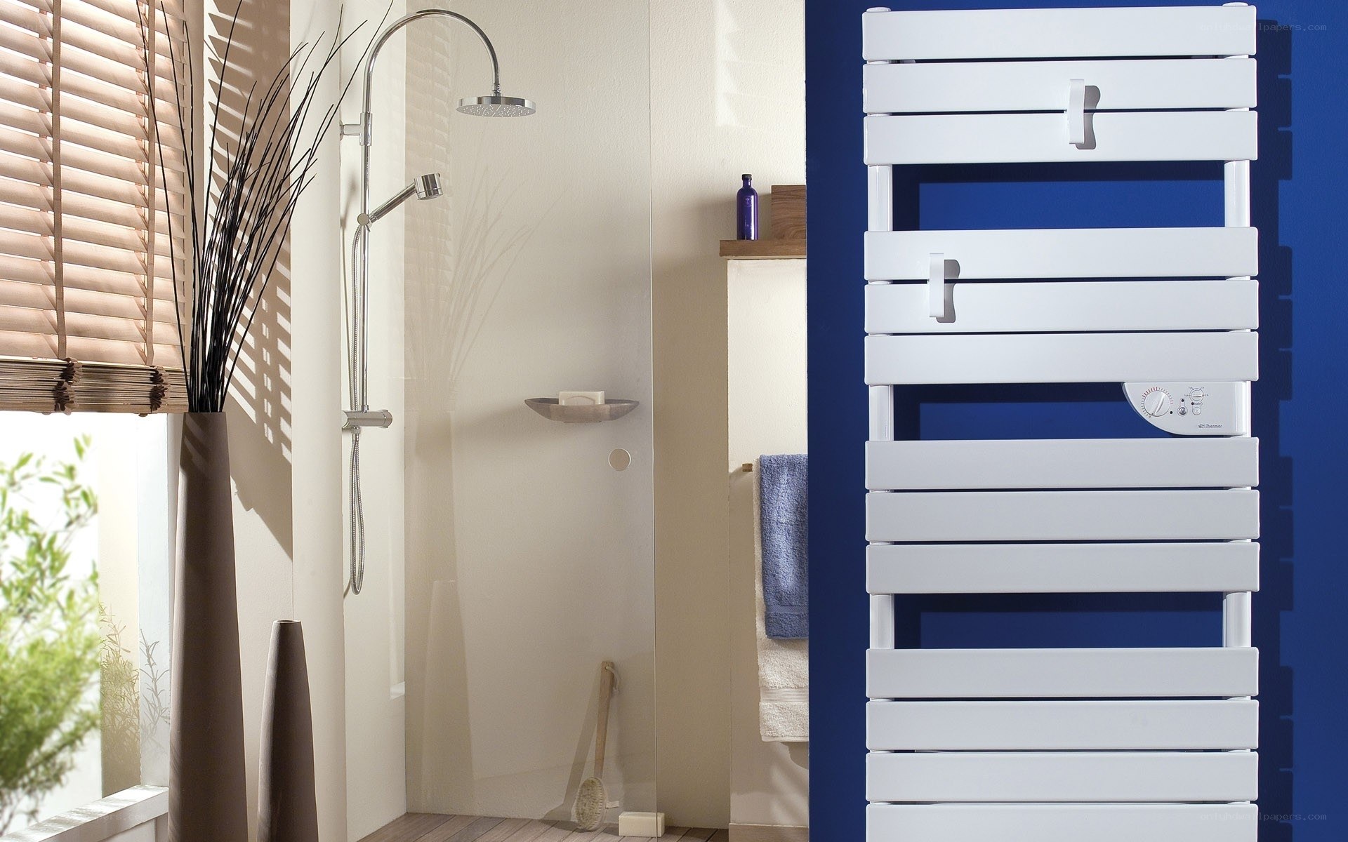 Modern bathroom with towel warmer