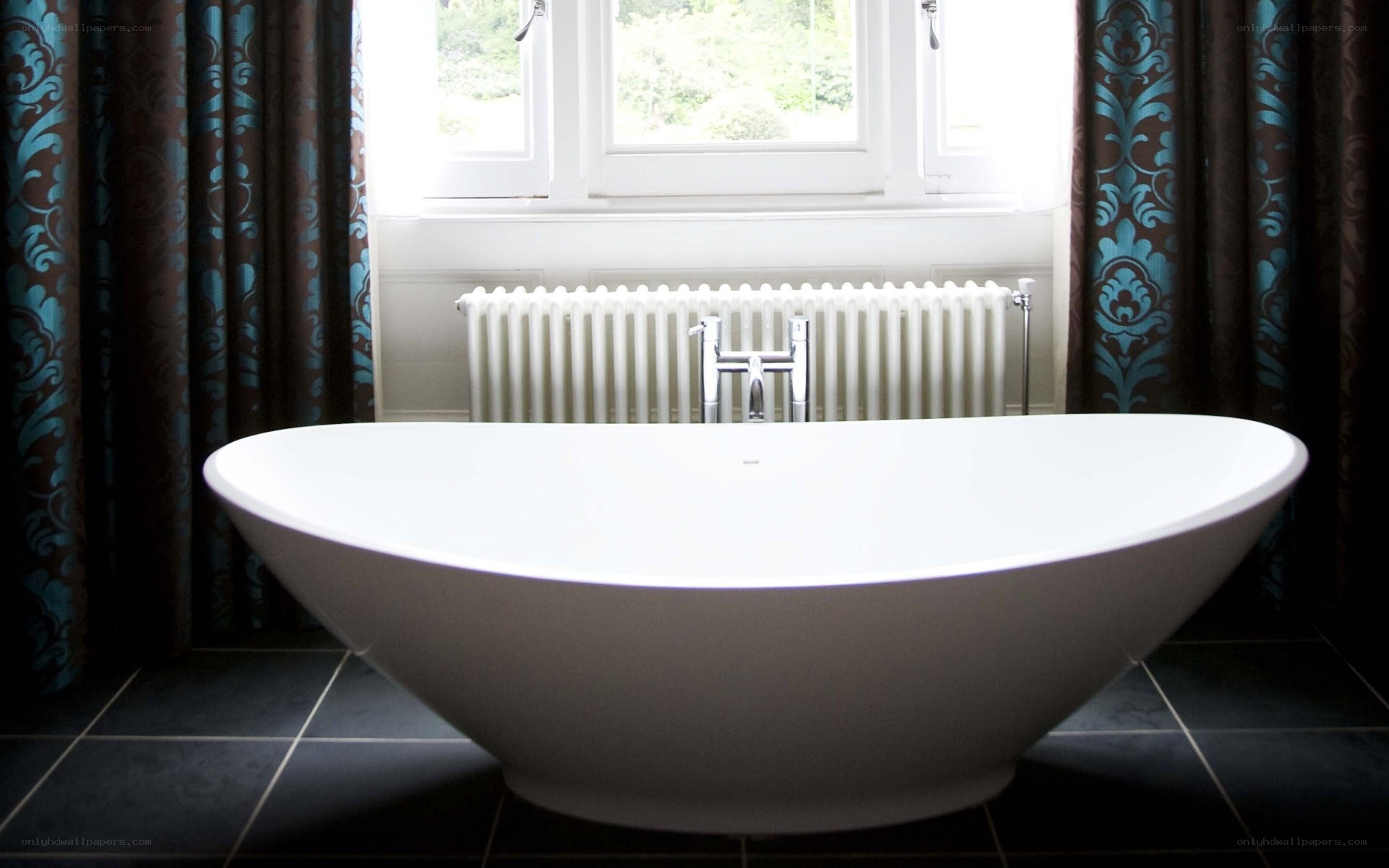 Modern bathtub in a bathroom