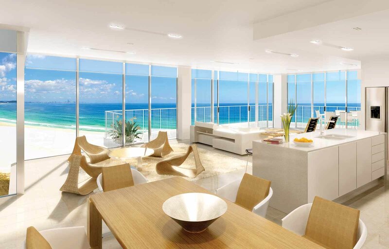 Modern beachfront apartment interior