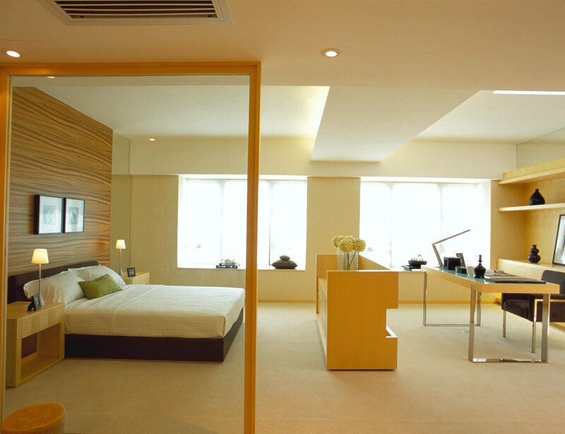 Modern bedroom and study area