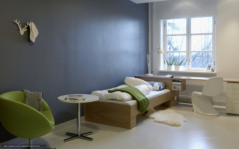 Modern Bedroom Interior — Blue, Calm, Winter