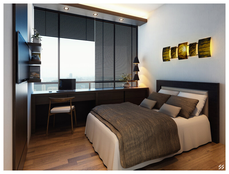 Modern Bedroom Interior — Brown, Calm