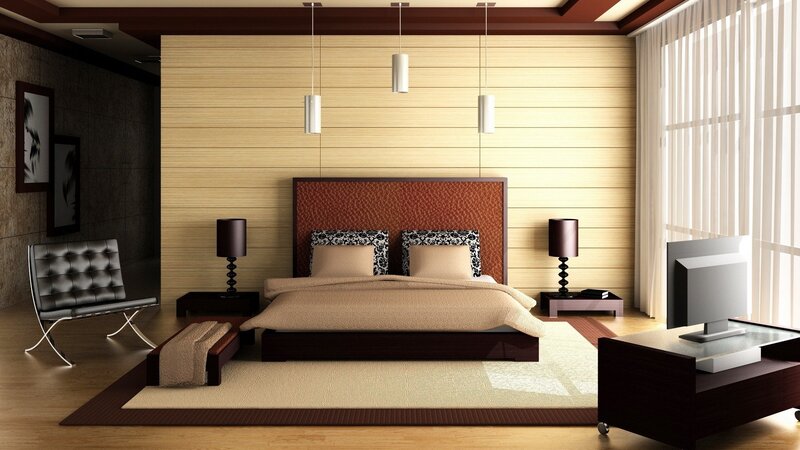 Modern Bedroom Interior — Brown