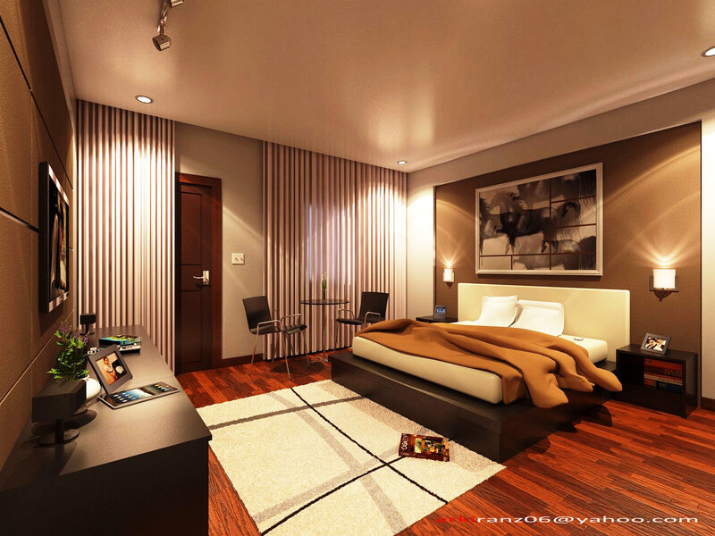 Modern Bedroom Interior — Brown, Warm