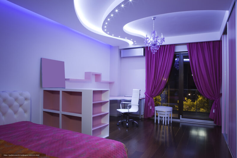 Modern Bedroom Interior — Purple