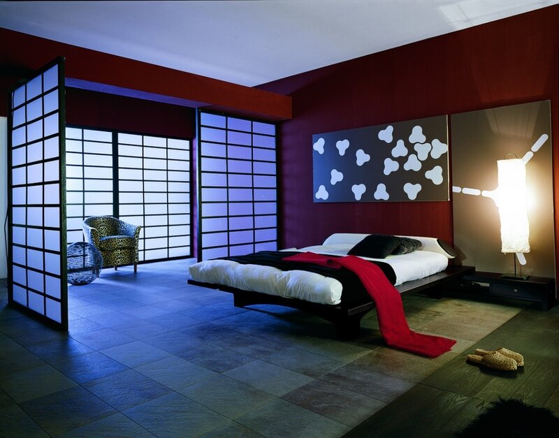 Modern Bedroom Interior — Red, Serene