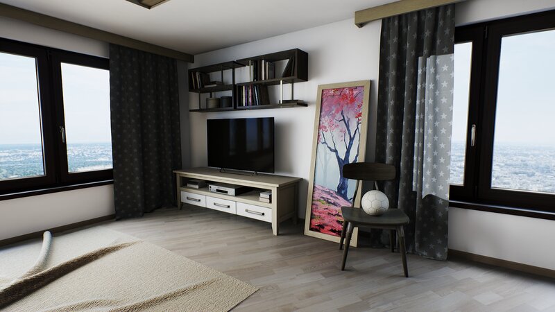 Modern Bedroom Interior — White, Calm, Morning, 3d Render