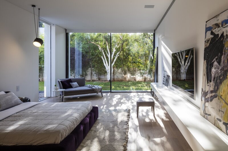 Modern Bedroom Interior — White, Serene, Afternoon, Photograph, Bed, Sofa