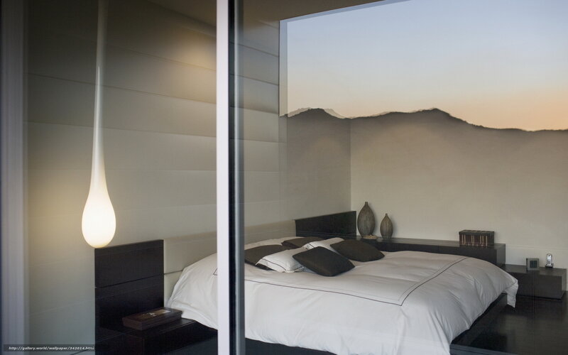 Modern Bedroom Interior — White, Serene, Sunset