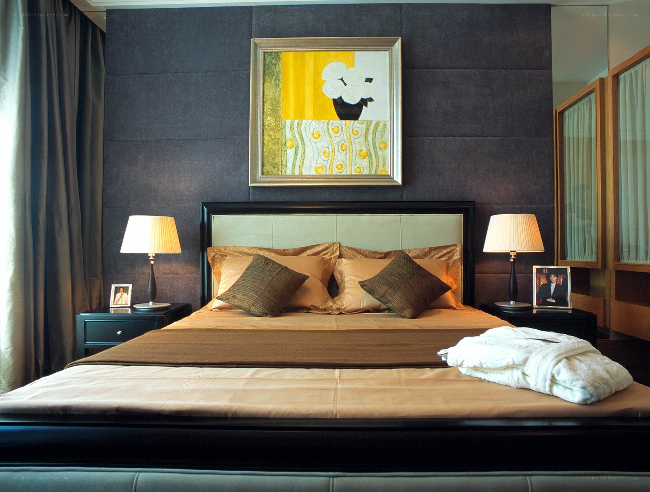 Modern bedroom with artwork