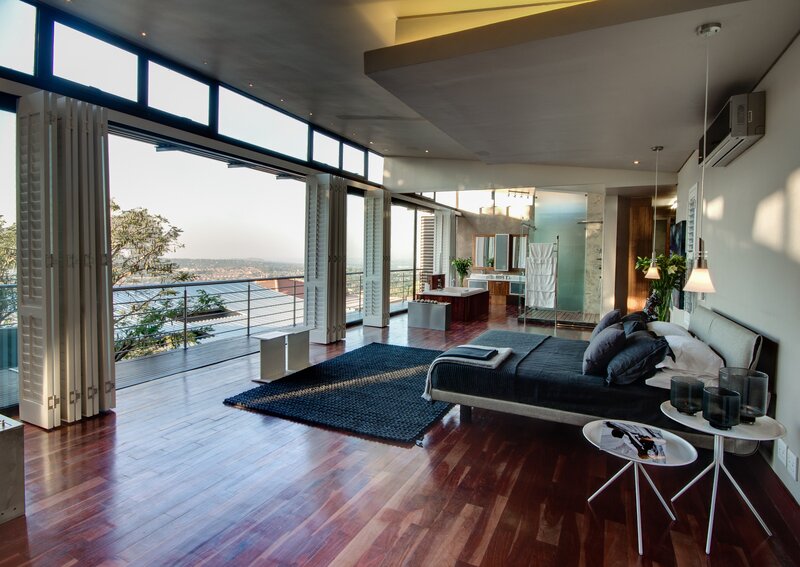 Modern Bedroom with Balcony — Brown
