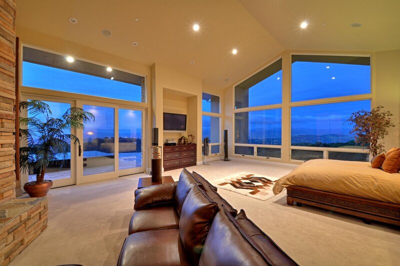 Modern bedroom with city view