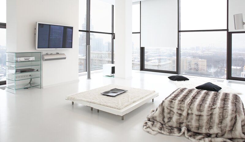 Modern Bedroom with City View — White