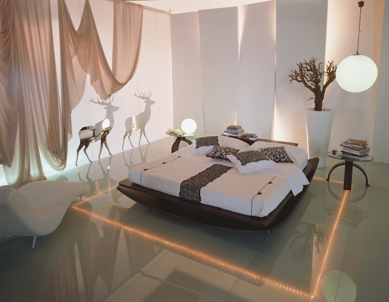 Modern bedroom with deer silhouettes