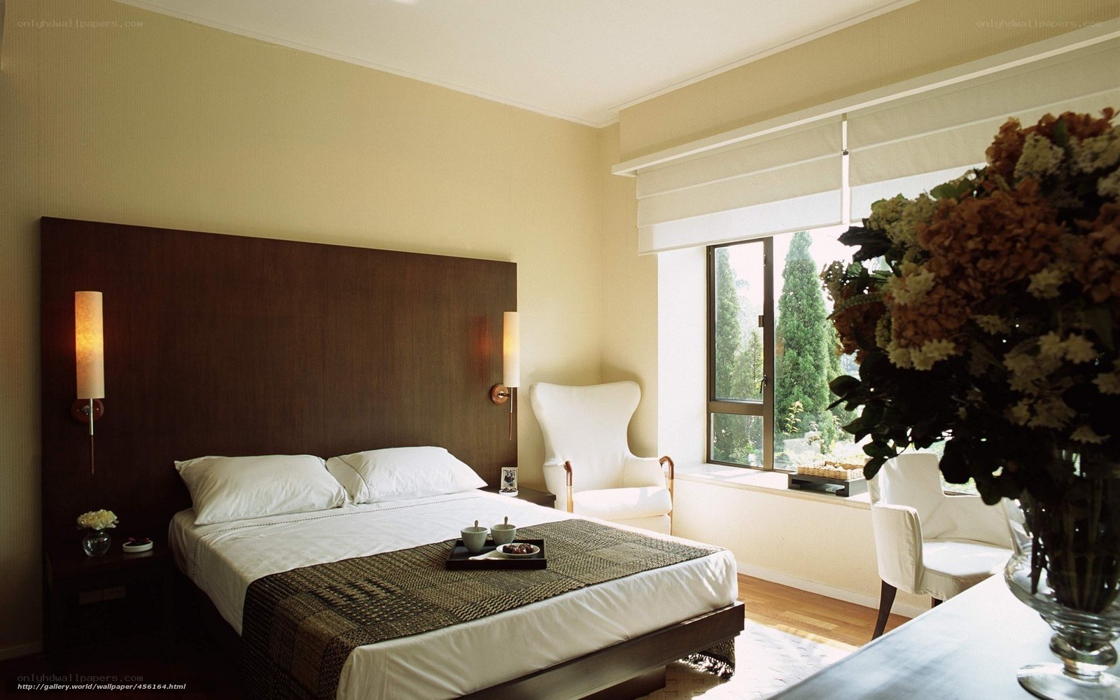 Modern bedroom with large bed