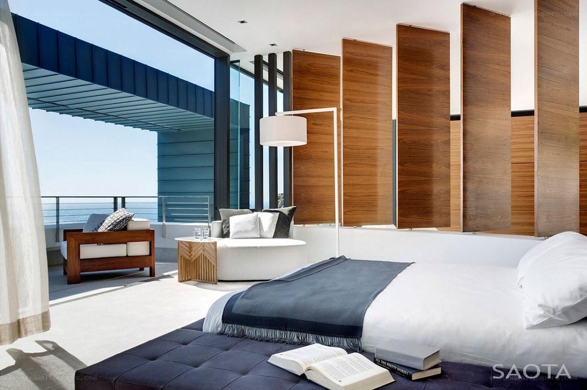 Modern bedroom with ocean view