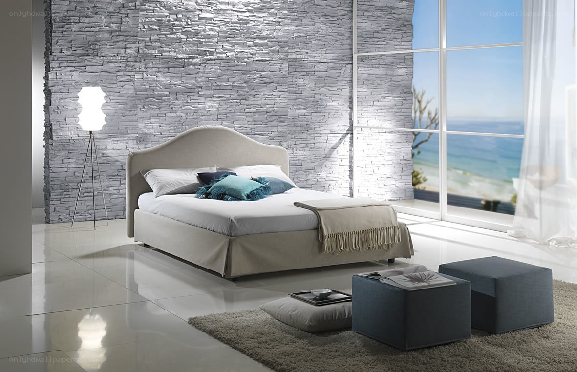 Modern bedroom with ocean view