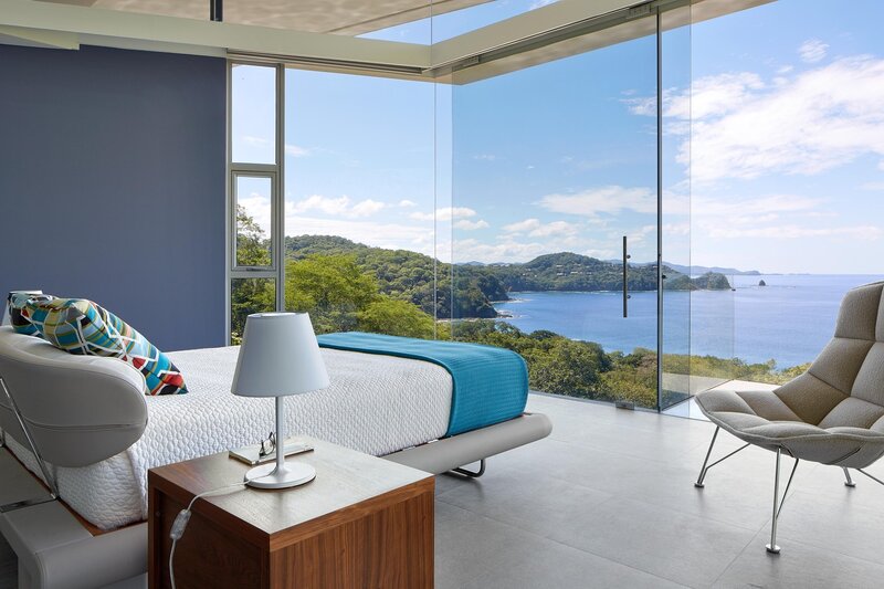 Modern Bedroom with Ocean View — Blue