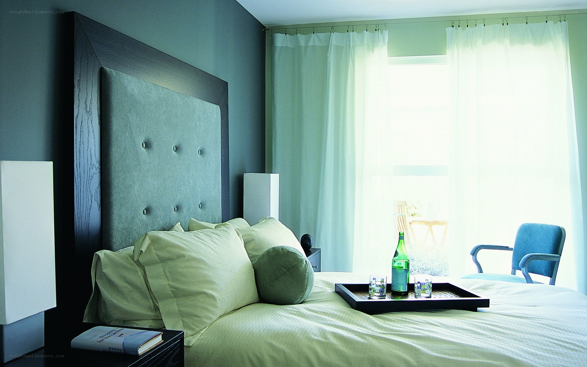 Modern bedroom with tray