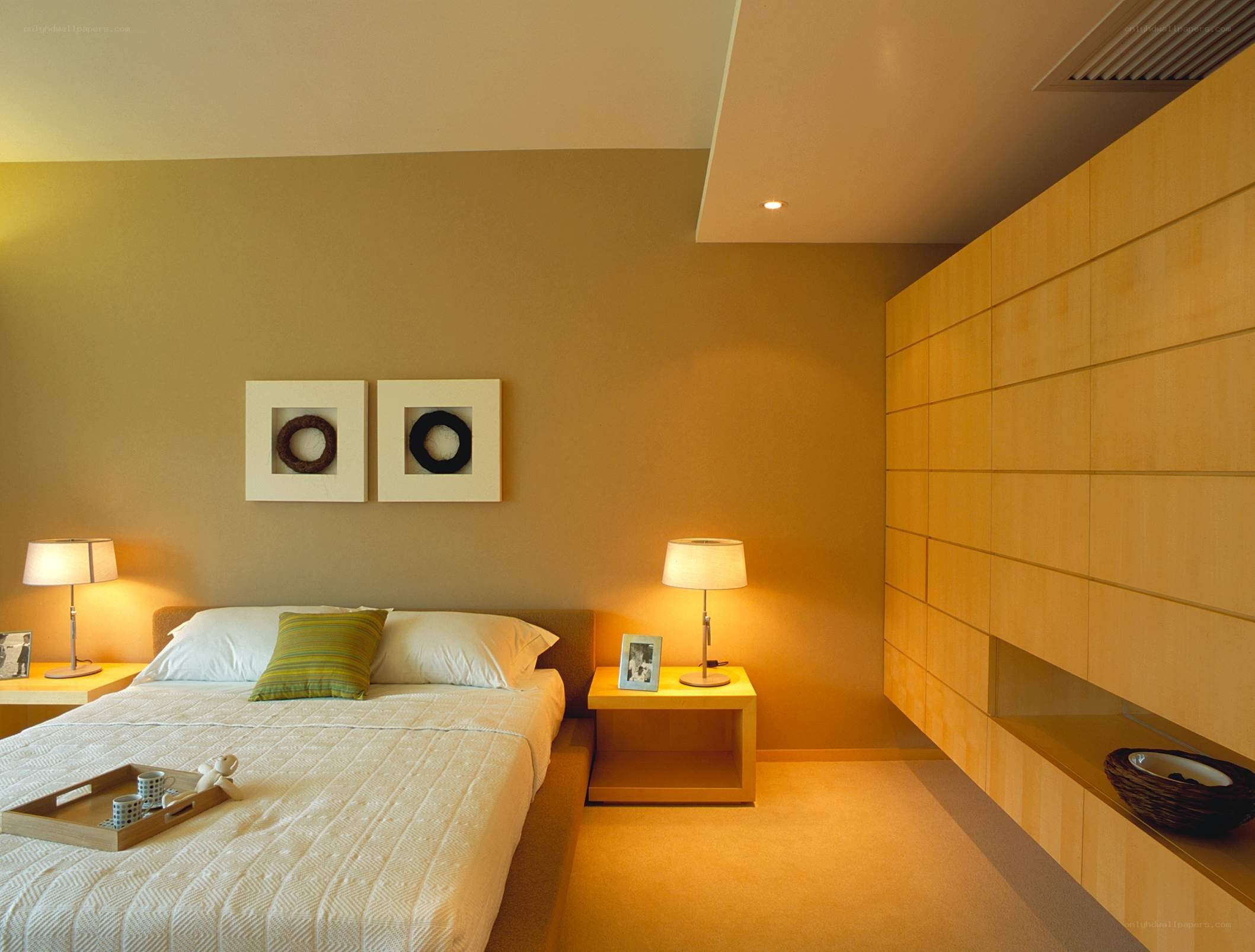 modern bedroom with warm lighting