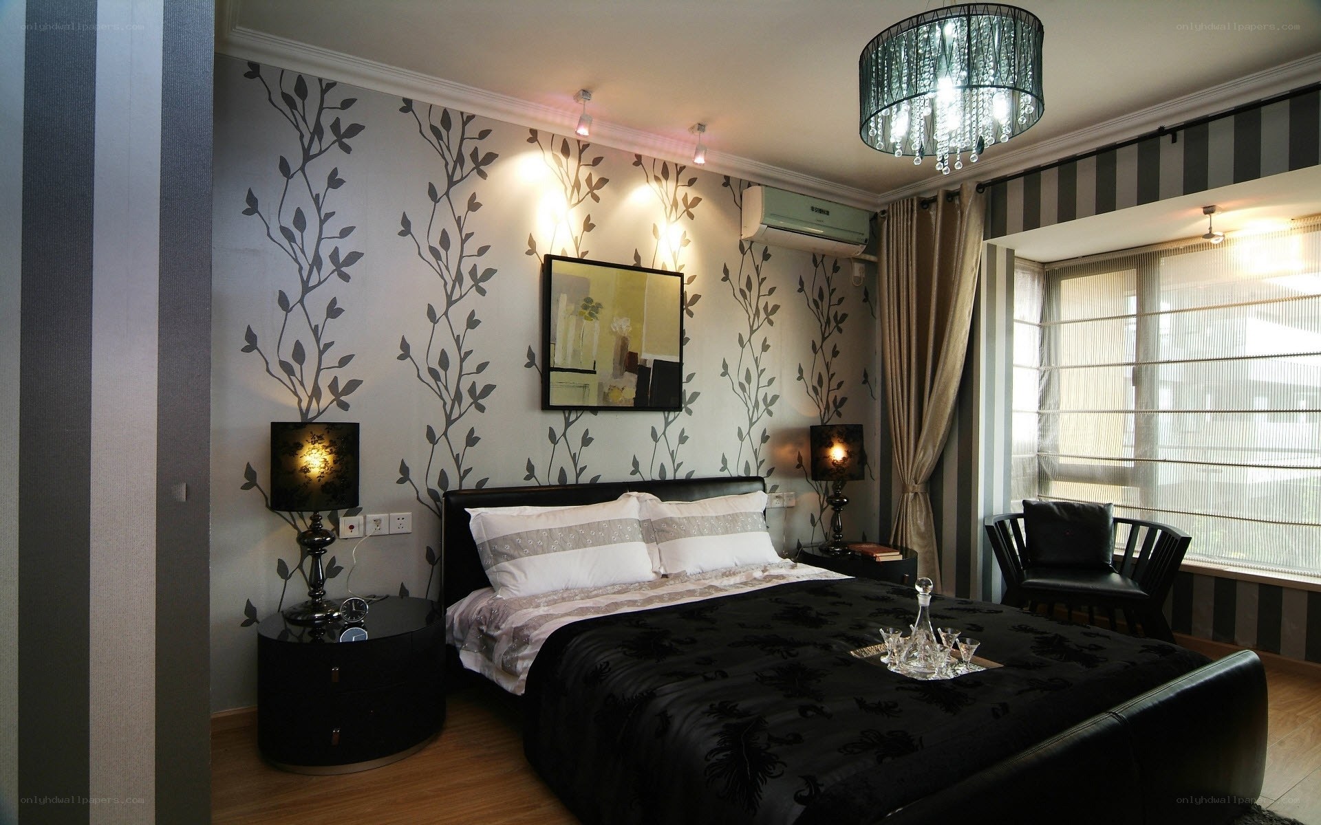modern black and gray bedroom